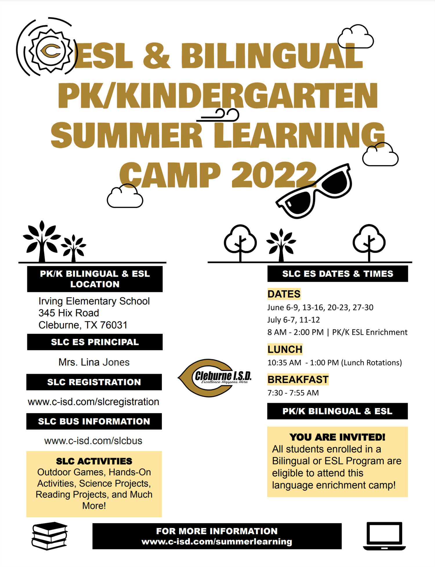 2022 PK K ESL & Bilingual Elementary School | Summer Learning Flyer